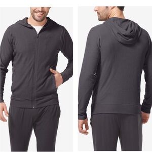 Tommy John Zen Rib Zip-Up Hoodie in Phantom Grey - Size Medium